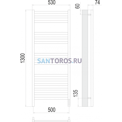 Енисей П15 500х1300  электро (sensor quick touch) Полотенцесушитель TERMINUS