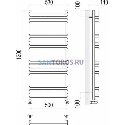 Арт П18 500х1200 Полотенцесушитель TERMINUS 4670078513397