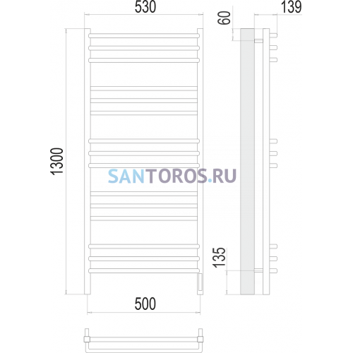 Соренто П15 500х1300 электро (sensor quick touch) Полотенцесушитель TERMINUS