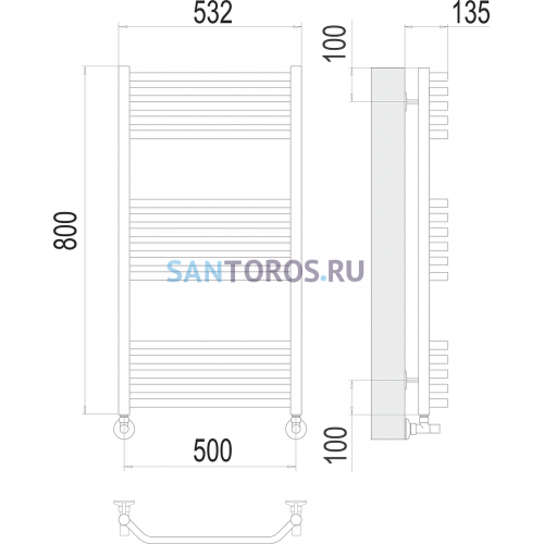 Виктория П16 500х800 Полотенцесушитель TERMINUS 4670078529534