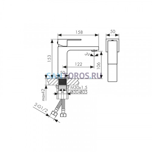 Смеситель KAISER Cube для раковины 01211-3 (Кайзер)