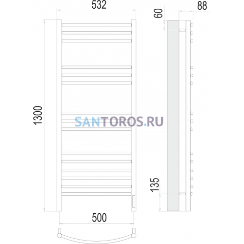 Классик П15 500х1300 электро (sensor quick touch) Полотенцесушитель TERMINUS