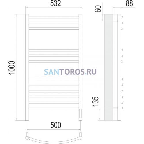 Классик П12 500х1000 электро (sensor quick touch) Полотенцесушитель TERMINUS