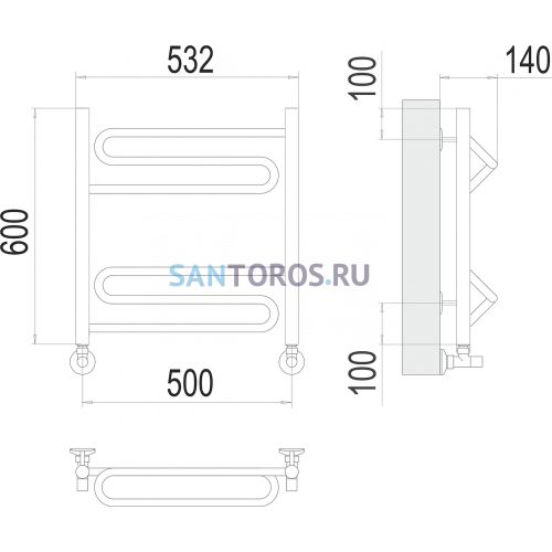 Юпитер П6 500х600 Полотенцесушитель TERMINUS 4670078530431