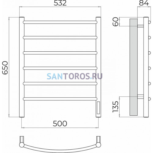Классик П6 500х650 Электро (quick touch) Полотенцесушитель TERMINUS