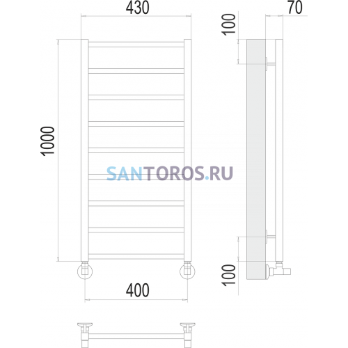 Контур П9 400х1000 Полотенцесушитель TERMINUS 4670078529671