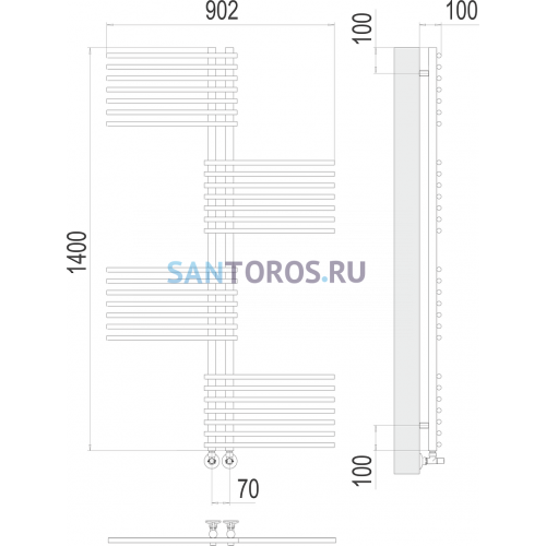 Европа П28 70х1400 Полотенцесушитель TERMINUS 4670078530639