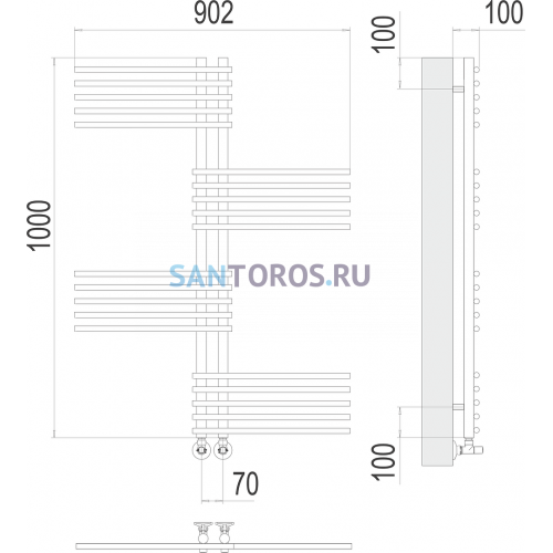 Европа П20 70х1000 Полотенцесушитель TERMINUS 4670078530615