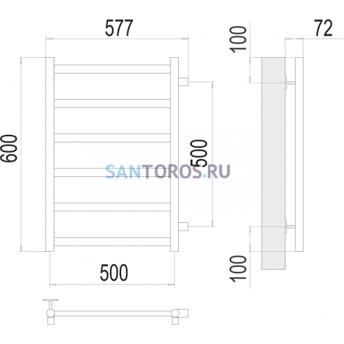 Аврора П6 500х600 бп500 Полотенцесушитель TERMINUS 4670078529886