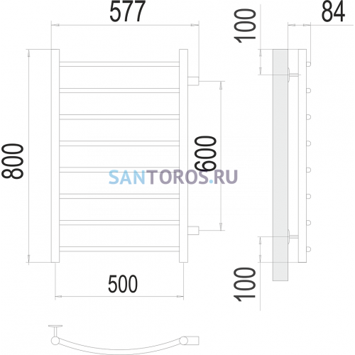 Классик П8 500х800 бп600 Полотенцесушитель TERMINUS 4670078530264