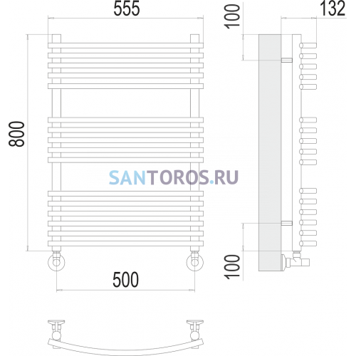 Марио П16 500х800 Полотенцесушитель TERMINUS 4670078530738