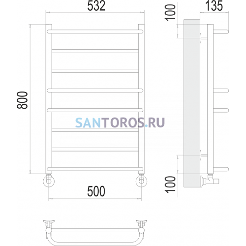 Евромикс П8 500х800 Полотенцесушитель TERMINUS 4670078530165