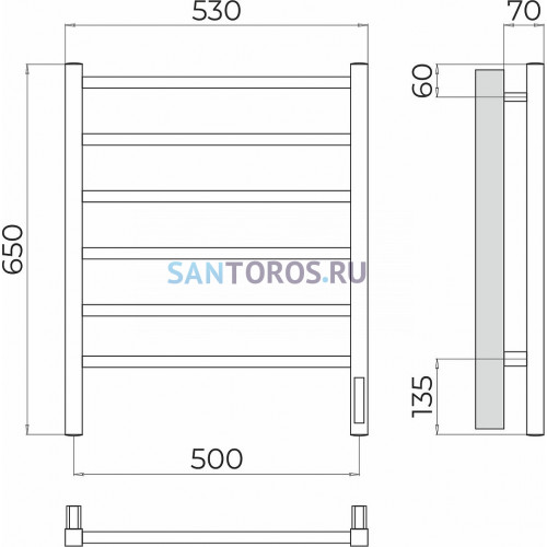 Ватикан П6 500х650 Электро (quick touch) Полотенцесушитель TERMINUS