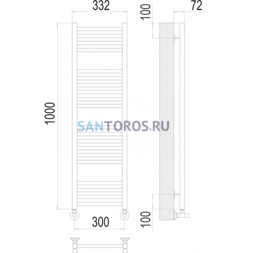 Аврора П20 300х1000 Полотенцесушитель TERMINUS 4670078529329