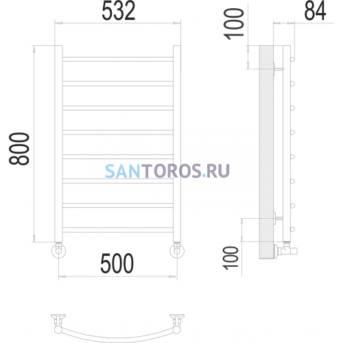 Классик П8 500х800 Полотенцесушитель TERMINUS 4670078530271