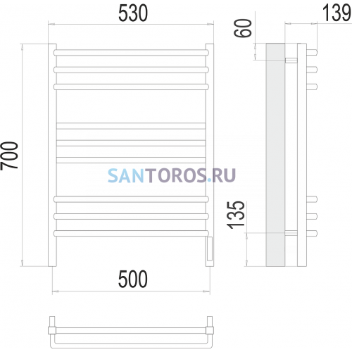 Соренто П9 500х700 электро (sensor quick touch) Полотенцесушитель TERMINUS