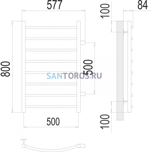 Классик П8 500х800 бп500 Полотенцесушитель TERMINUS 4670078530257
