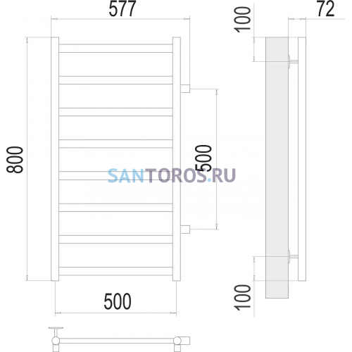 Аврора П8 500х800 бп500 Полотенцесушитель TERMINUS 4670078529923