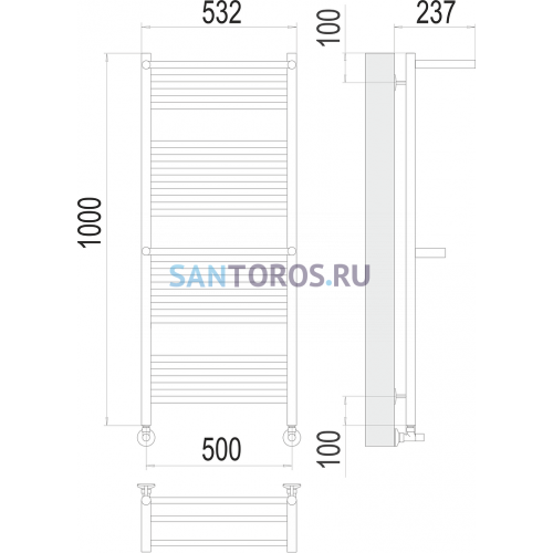 Аврора c 2-мя/п П20 500х1000 Полотенцесушитель TERMINUS 4670078529237