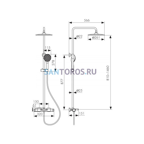 Душевая система KAISER Quadris с термостатом 25282-2 (Кайзер)