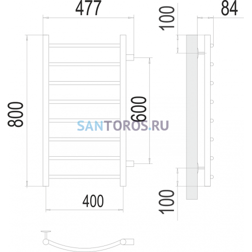 Классик П8 400х800 бп600 Полотенцесушитель TERMINUS 4670078530240