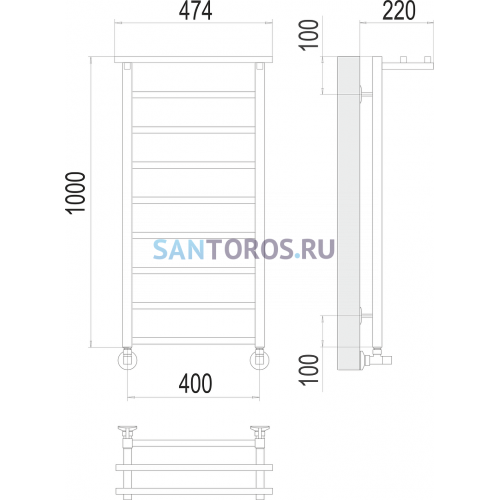 Контур с/п П9 400х1000 Полотенцесушитель TERMINUS 4670078529732