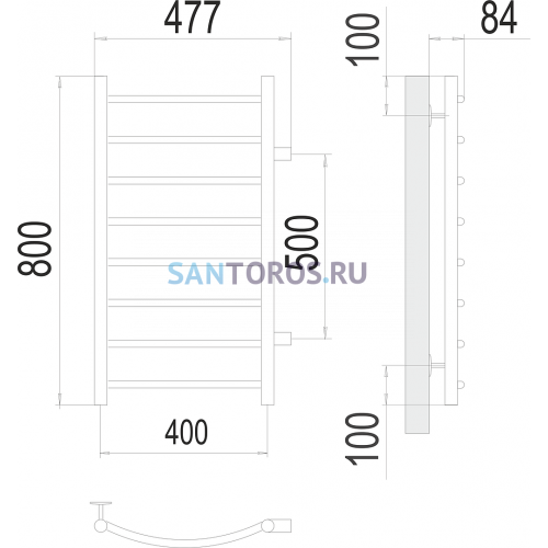 Классик П8 400х800 бп500 Полотенцесушитель TERMINUS 4670078530233