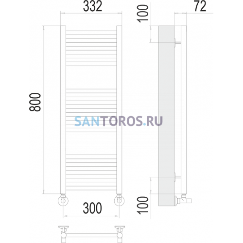 Аврора П16 300х800 Полотенцесушитель TERMINUS 4670078529299