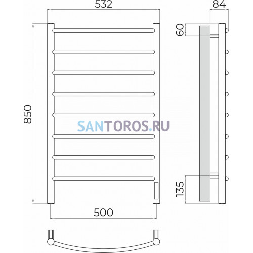 Классик П8 500х850 Электро (quick touch) Полотенцесушитель TERMINUS