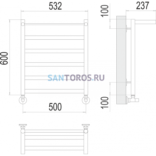 Хендрикс П6 500х600 Полотенцесушитель TERMINUS 4670078530400
