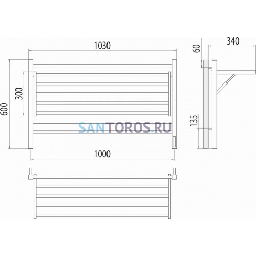 Горизонт П8 1000х600 электро (sensor quick touch) Полотенцесушитель TERMINUS