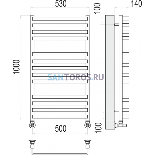 Рид П13 500х1000 Полотенцесушитель TERMINUS 4670078513441