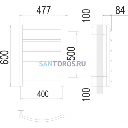 Классик П6 400х600 бп500 Полотенцесушитель TERMINUS 4670078530196