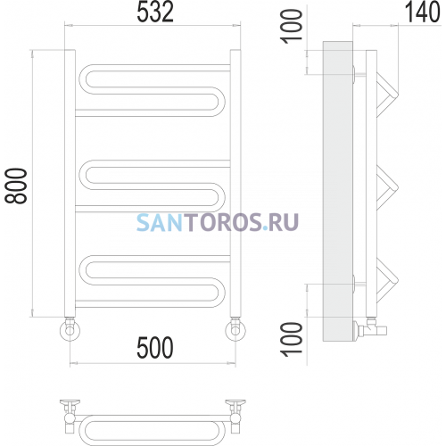 Юпитер П9 500х800 Полотенцесушитель TERMINUS 4670078530448