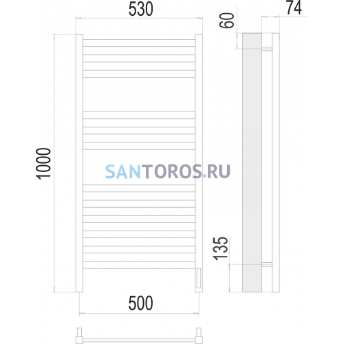 Енисей П12 500х1000  электро (sensor quick touch) Полотенцесушитель TERMINUS
