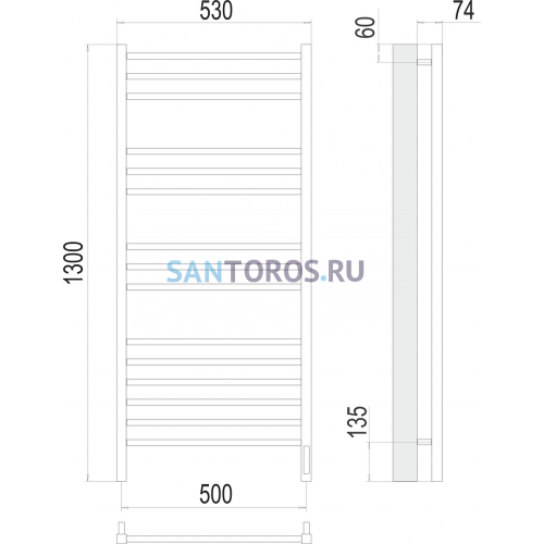 Сицилия П15 500х1300 электро (sensor quick touch) Полотенцесушитель TERMINUS)