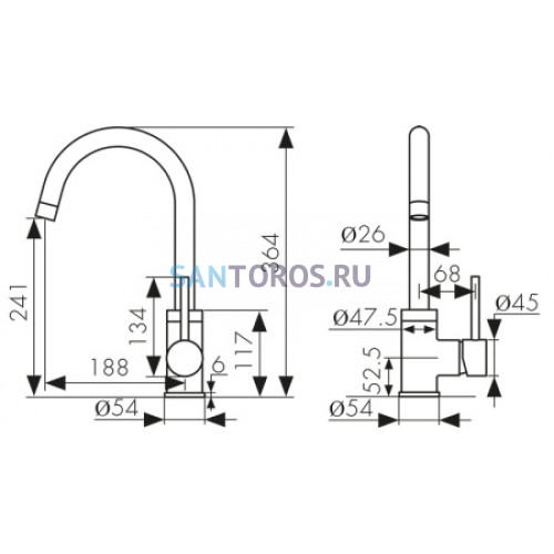 Смеситель KAISER Merkur для кухни 26633 (Кайзер)