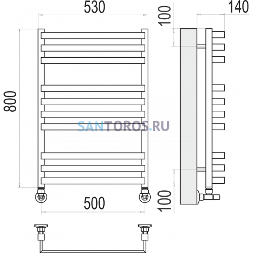 Рид П10 500х800 Полотенцесушитель TERMINUS 4670078513434