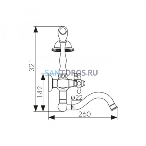 Смеситель KAISER Carlson Style для ванны 44422-1 (Кайзер)