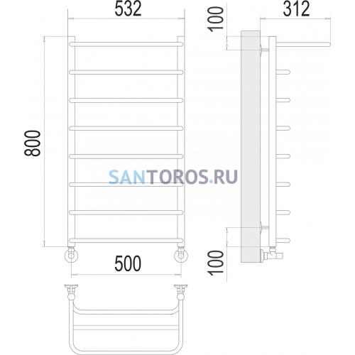 Полка П8 500х800  Полотенцесушитель TERMINUS 4670078530295