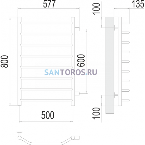 Виктория П8 500х800 Полотенцесушитель TERMINUS 4670078530134