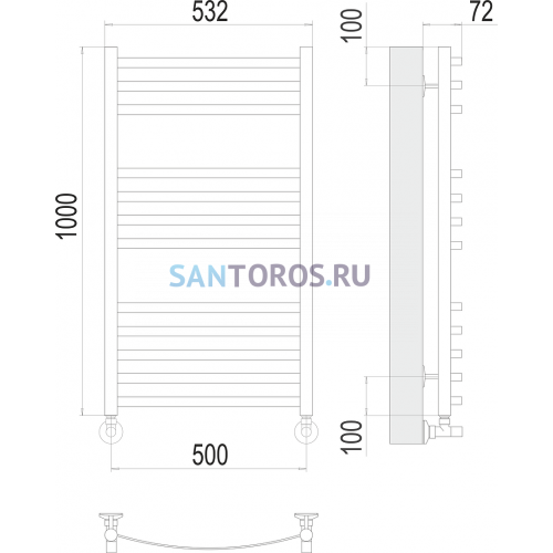 Авиэль П12 500х1000 Полотенцесушитель TERMINUS 4670078529213