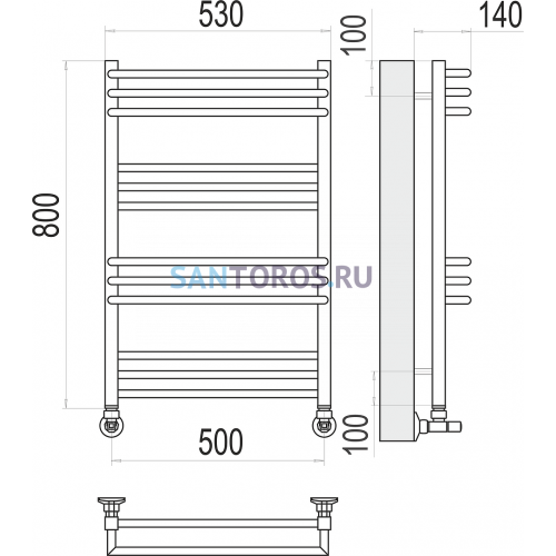 Кельн П12 500х800 Полотенцесушитель TERMINUS 4630080268364