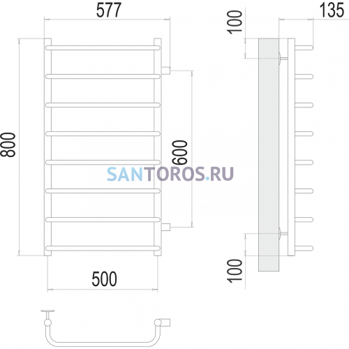 Стандарт П8 500х800 бп600 Полотенцесушитель TERMINUS 4670078530394