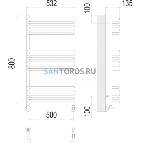 Стандарт П16 500х800 Полотенцесушитель TERMINUS 4670078529794