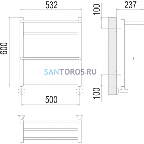 Анкона П6 500х600 Полотенцесушитель TERMINUS 4670078529954