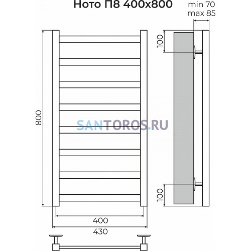 Ното П8 400х800 Полотенцесушитель TERMINUS 4670078560681
