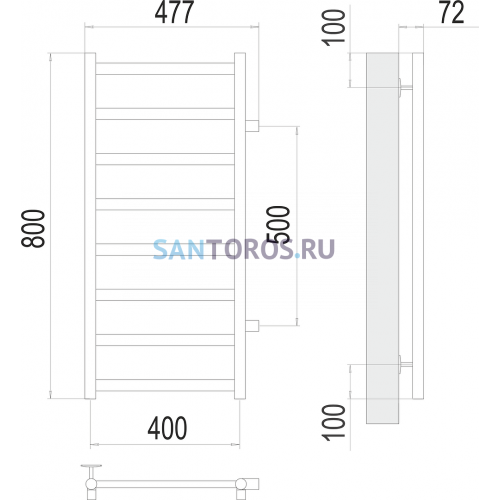 Аврора П8 400х800 бп500 Полотенцесушитель  TERMINUS 4670078529909