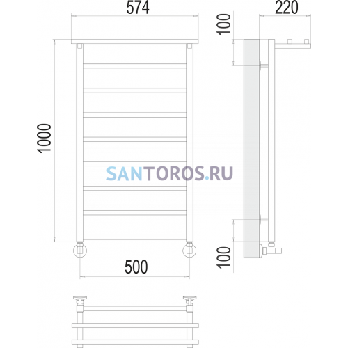 Контур с/п П9 500х1000 Полотенцесушитель TERMINUS 4670078529749