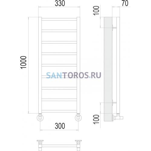 Контур П9 300х1000 Полотенцесушитель TERMINUS 4670078529664
